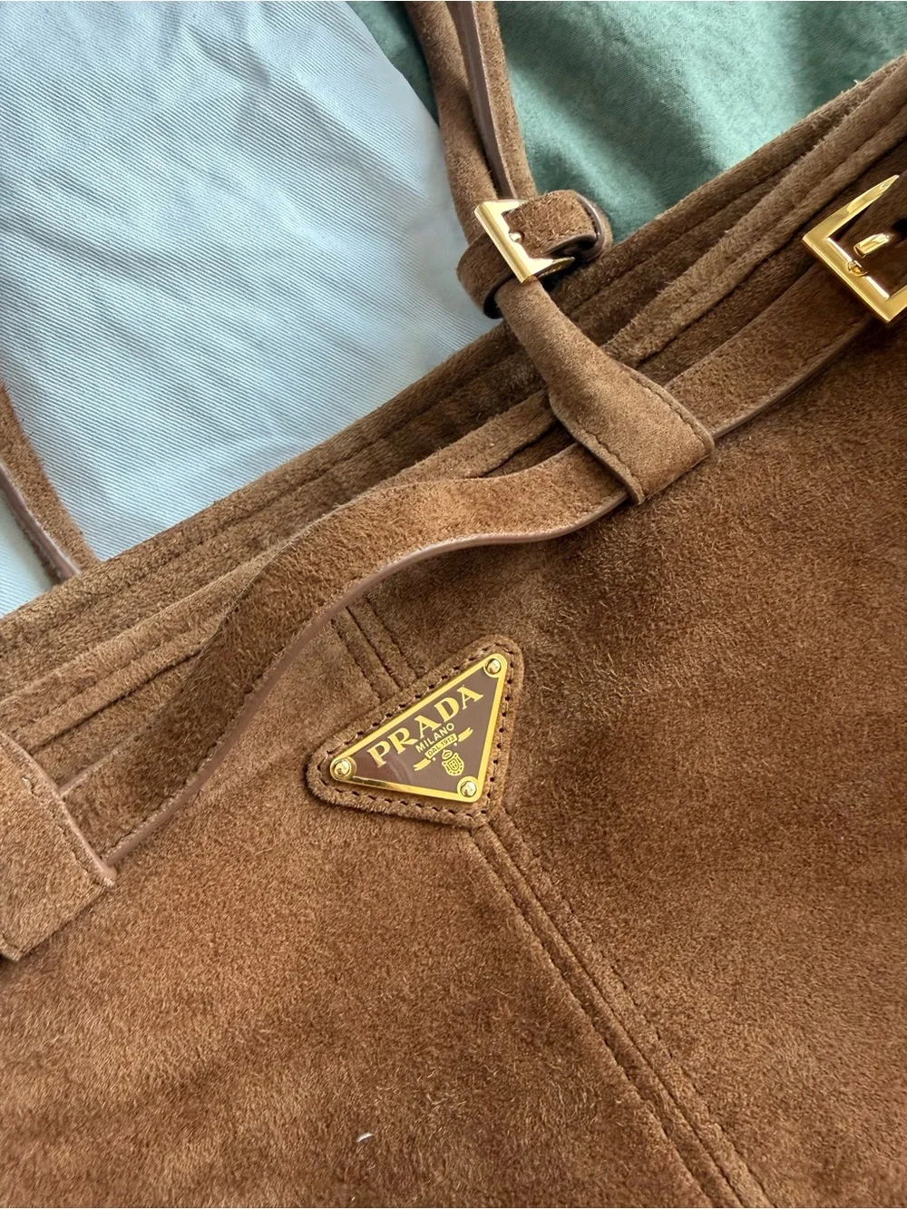 Prada Brown Bonnie Large Suede Handbag